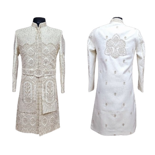 Chikan Style Mens Sherwani