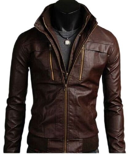 Mens Leather Jacket - Color: Multicolour