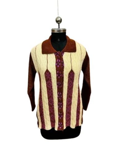 Ladies Collar Neck Full Sleeve Cardigan - Design: Standard