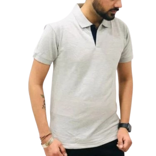 Men Off White Cotton Polo T Shirt 