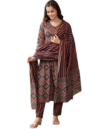Ajrakh Print Anarkali Suit - Ethnic Region: Indian