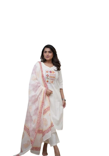 Cotton Kurta Pant With Dupatta - Feature: Washable