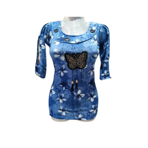 Round Neck Rayon Women Top - Rayon, Multicolor | Comfortable, Lightweight, Breathable, Printed Design