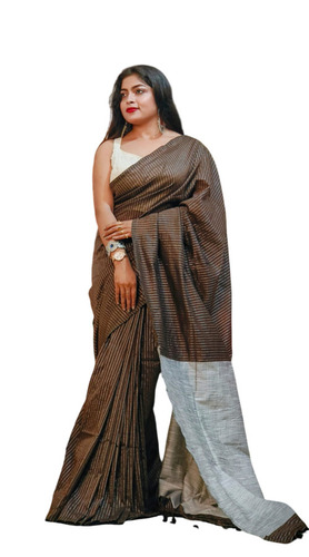 Ladies Striped Khadi Cotton Saree - Occasion: Ethnic