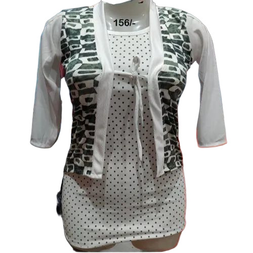 Round Neck Rayon Ladies Top - Color: Red