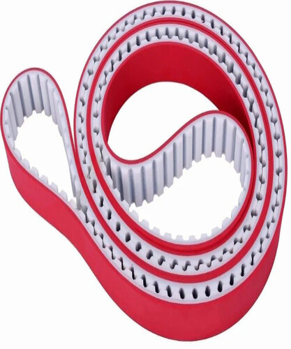 Industrial Rubberized Timing Belt - Color: Red & White