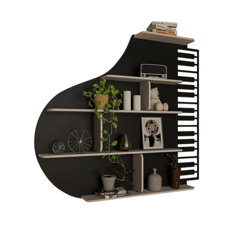 Piano Design Wood Wall Shelf