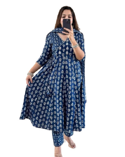 Cotton Anarkali Suit with Dupatta