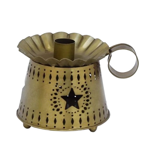 Fancy Brass Candle Holder - Color: Golden