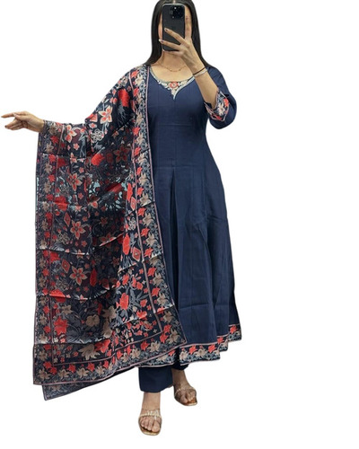 Anarkali Kurta Set With Cotton Pant - Fabric Type: Georgette