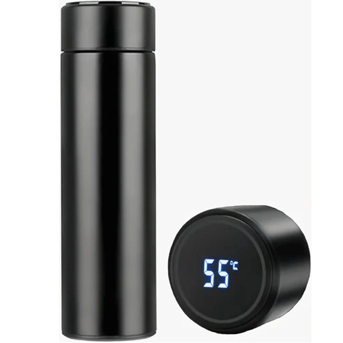 Stainless Steel Temperature Black Water Bottle