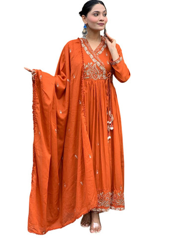 Ladies Cotton Angrakha Kurti Pant - Feature: No Fade