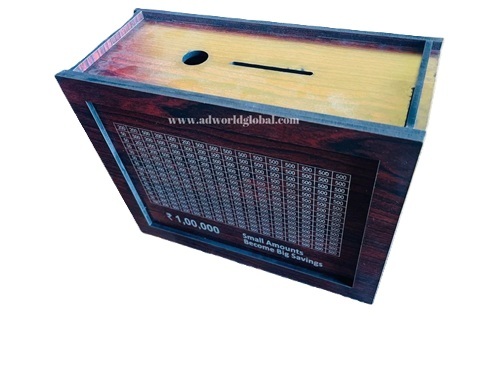 Brown Wooden Piggy Bank  - Color: Multi Color