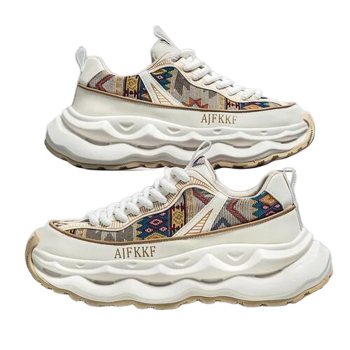 Imported Quality Mens Thick Sole Sports Shoes - Color: Brown And Blue