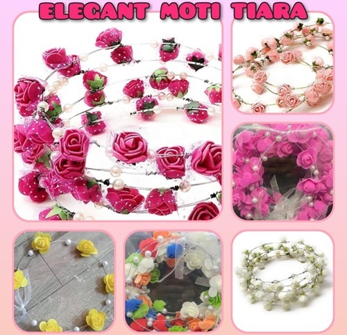 Multi Color Flower Pearl Tiara