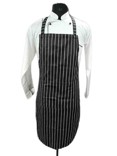 Black Cotton Cooking Apron - Design: Lining Print