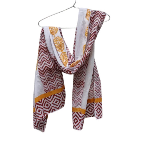 85 Gsm Handblock Printed Cotton Stole - Color: Multicolor