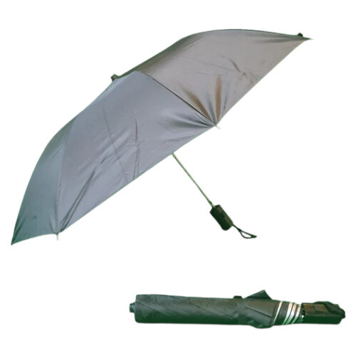 Two Fold Auto Umbrella Black Silver - Material: Polyester