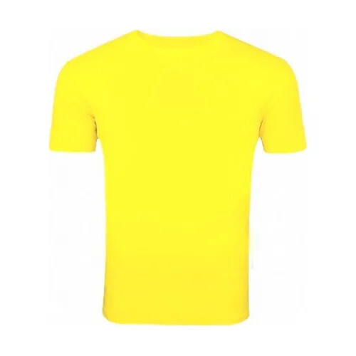 Yellow Plain Cotton Bio Wash 180 Gsm T-Shirt - Feature: No Fade