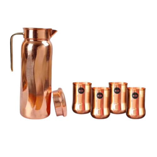 Copper Jug And Glass Set
