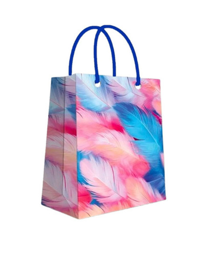 Paper Carry Bags - Kraft Paper Standard Size Multicolor | Eco-Friendly Biodegradable Moisture Proof 10 Kg Load Capacity Rope Handle Printed Design