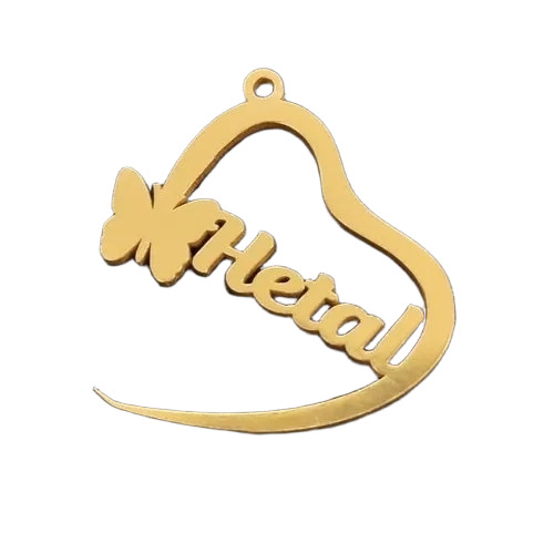 Heart Design Brass Name Pendant