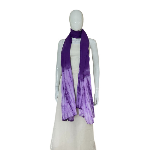 Purple Harmony Tie And Dye Mulmul Cotton Dupatta - Size: Free Size