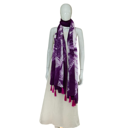 Purple Elegance Tie and Dye Chinon Dupatta