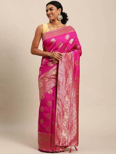 Art Silk Pink Saree
