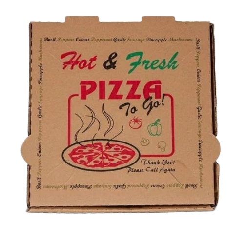 Printed Pizza Packaging Box - Color: Brown