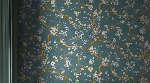 Ogee Floral Wallpaper - Material: Canvas