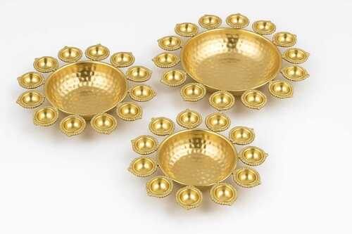Rose Metal Urli Bowl Set - Color: Golden