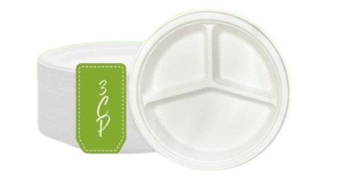 9 Inch 3 Compartment Bagasse Plate