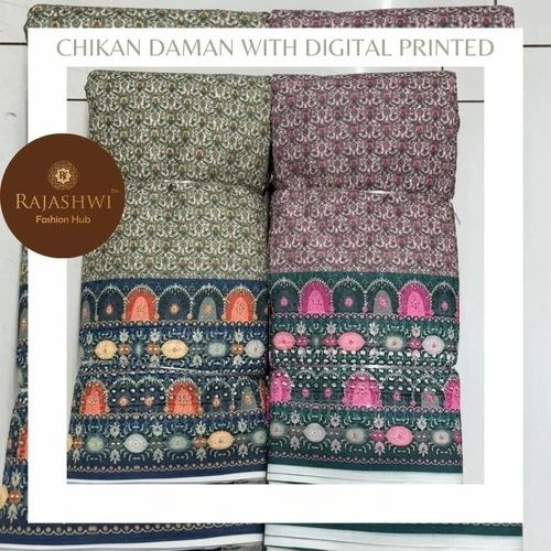 Chikan Daman Digital Printed Fabric
