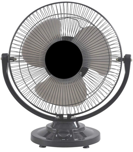 Table Fan - Metal Body, Standard Size, Gray, 3-Blade, Adjustable Speed, 220V Electric