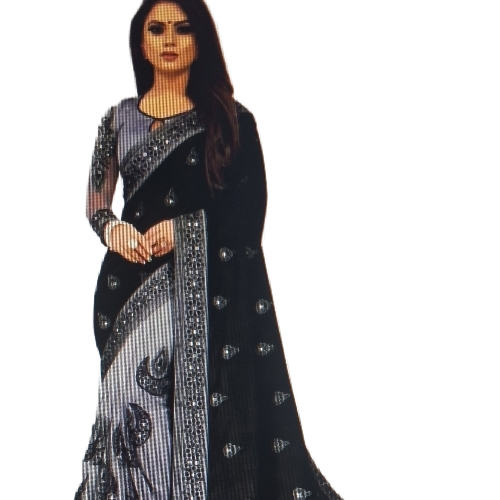 Black Art Saree