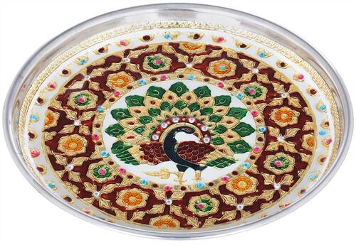 Designer Decorative Tray - Metal Standard Size, Multicolor | Shiny Finish, Eco Friendly, Stylist