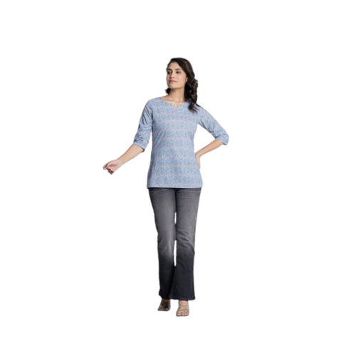 Blue Cotton Short Kurti