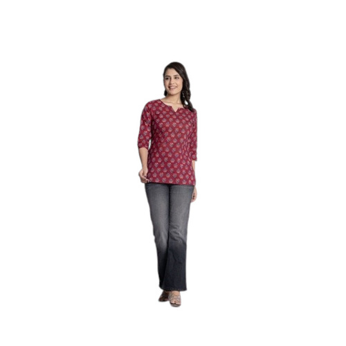 Maroon Cotton Short Kurti