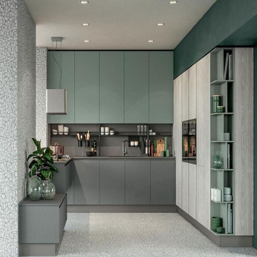 Regalo Modular Kitchen - Wood, Green, European Style | Durable, Easy to Clean, Eco-Friendly Swing Door