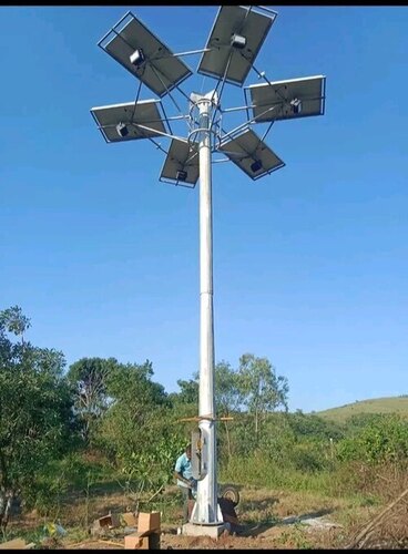 Solar High Mast Light - Silver, Standard Size | Durable, Long Lasting, 5 Year Warranty