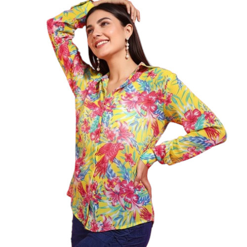 Multicolor Polyester Printed Ladies Shirts