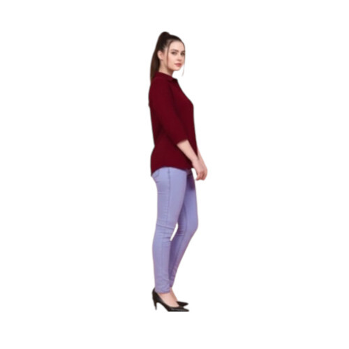 Plain Ladies Maroon Shirt