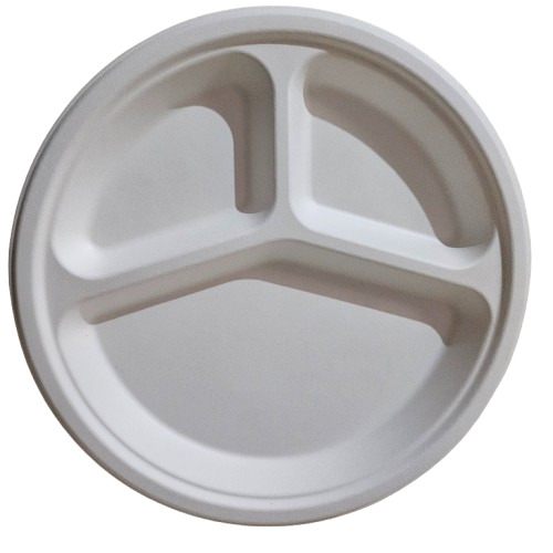 Sugarcane Bagasse Compartment Round Plates