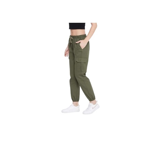 Ladies Cotton Olive Green Pants - Feature: No Fade