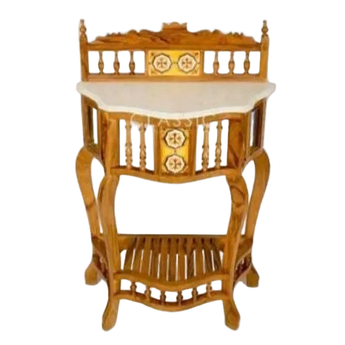 D Shape Teak Wood Cansole Table