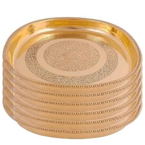 Golden Thali Plates - Features: Durable