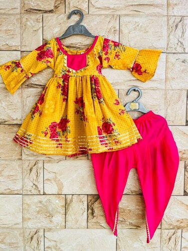 Kids Cotton Peplum Dhoti - Cotton, All Size, Plain | Anti Wrinkle, Comfortable, Washable, Stylist