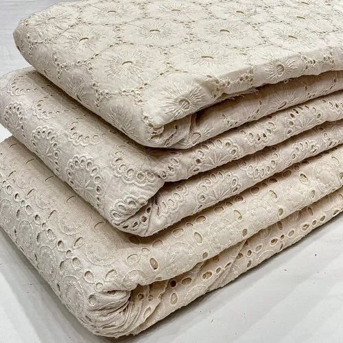 Pure Cotton 60x60 Chikan Embroidered Hakoba Fabric