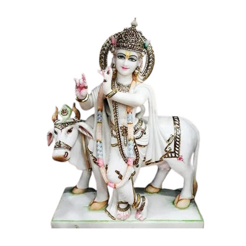 Marble Gau Krishna Statue